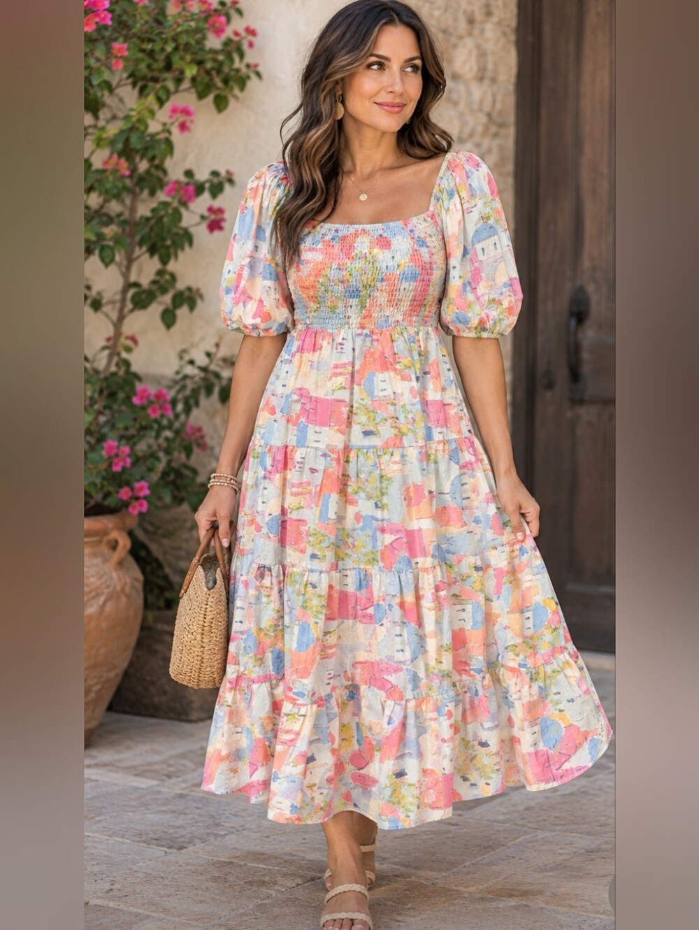 Ladies Size Medium -Countryside Balloon Sleeve Midi Dress From The Pants Store.